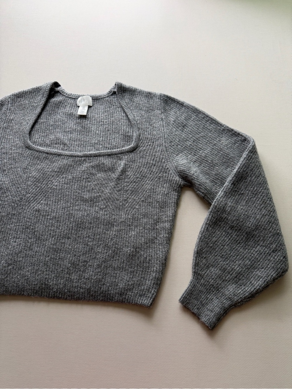 Gray Square-Neck Women's Sweater